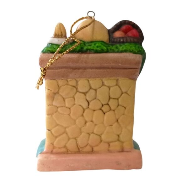 Fireplace Christmas Ornament Ceramic Bisque Porcelain Painted Vtg 80s Holiday. - Picture 6 of 13